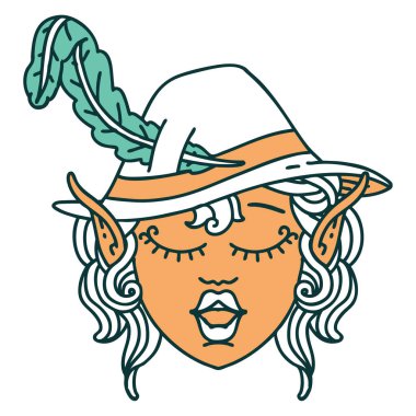 Retro Dövme Biçimi elf karakter yüzü