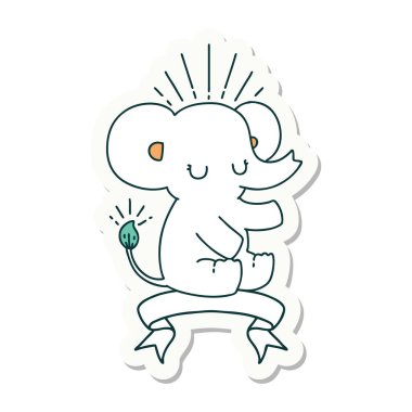 Dövme stili şirin bir fil çıkartması.