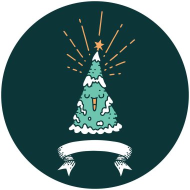 Dövme stili ikonu Mutlu noel ağacı