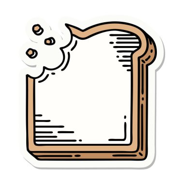 Dövme etiketi geleneksel stil ısırılmış ekmek dilimi.