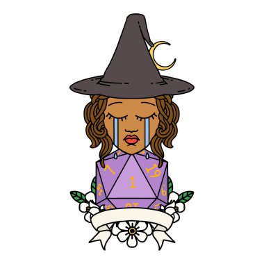 Retro Dövme Tarzı Ağlayan İnsan Cadısı