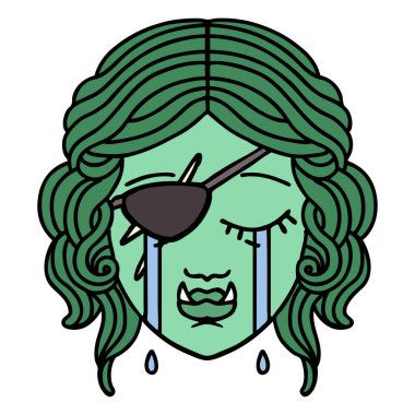 Retro Dövme Tarzı Ağlama Yarı Ork serseri karakter yüzü