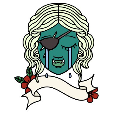 Retro Dövme Biçimi Ağlayan Ork düzenbaz karakter yüzü