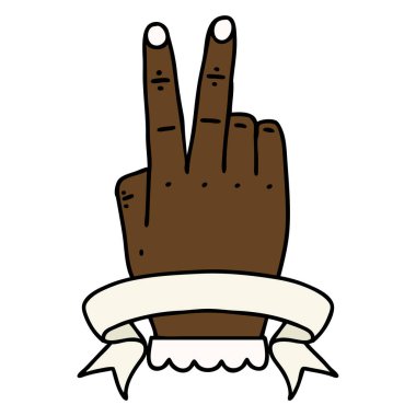 Retro Dövme Tarzı Zafer bayrak ile el hareketi