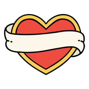 kalp ve bayrak şeklinde geleneksel bir dövme.