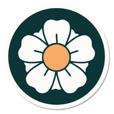 Geleneksel bir çiçek stiliyle dövme çıkartması