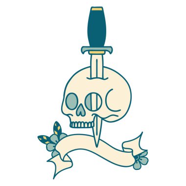 Kafatası dövmeli geleneksel dövme