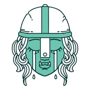 Retro Dövme Tarzı Ağlayan Ork savaşçı karakter yüzü