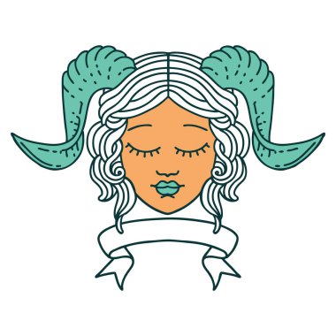 Retro Dövme Biçimi karakter yüzünü kaydırma pankartı ile düzenliyor