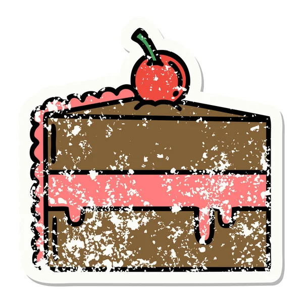Distressed Sticker Tattoo Traditional Style Chocolate Cake — Stock Vector