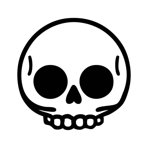 Tatouage Dans Style Ligne Noire Crâne — Image vectorielle