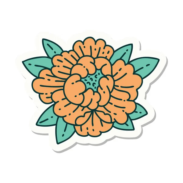 Autocollant Tatouage Dans Style Traditionnel Une Fleur Fleurs — Image vectorielle