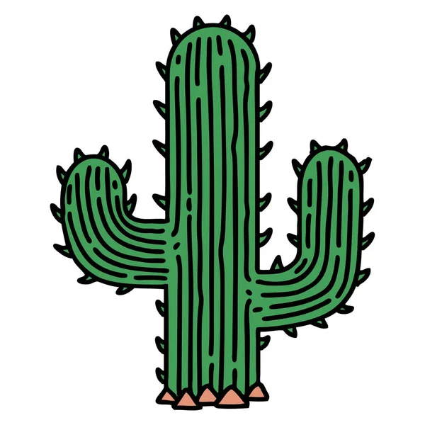 Tatouage Dans Style Traditionnel Cactus — Image vectorielle