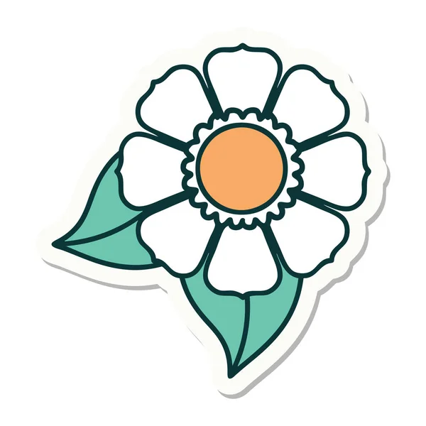 Tätowiersticker Traditionellen Stil Einer Blume — Stockvektor