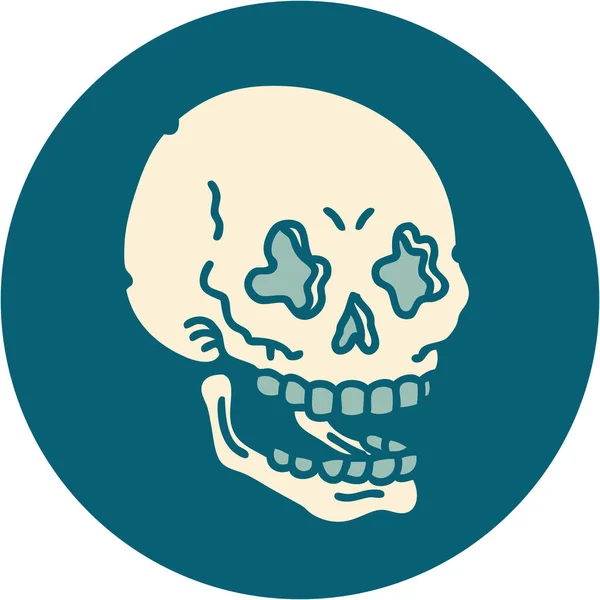 Image Emblématique Style Tatouage Crâne — Image vectorielle