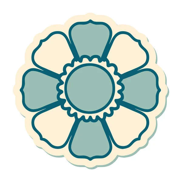 伝統的な花の形をしたタトゥーのステッカー — ストックベクタ