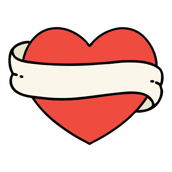 Tatuaje Estilo Tradicional Corazón Bandera — Vector de stock