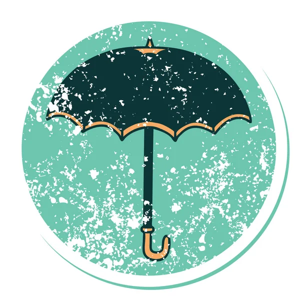 Ikonický Distressed Nálepka Styl Tetování Deštník — Stockový vektor
