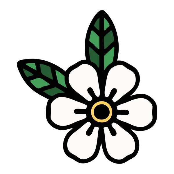Τατουάζ Παραδοσιακό Στυλ Ενός Λουλουδιού — Διανυσματικό Αρχείο