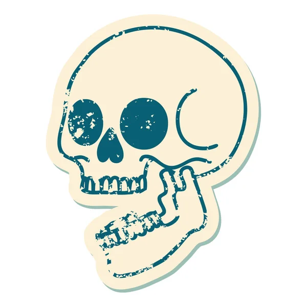 Iconic Distressed Sticker Tattoo Style Image Skull — Stock Vector