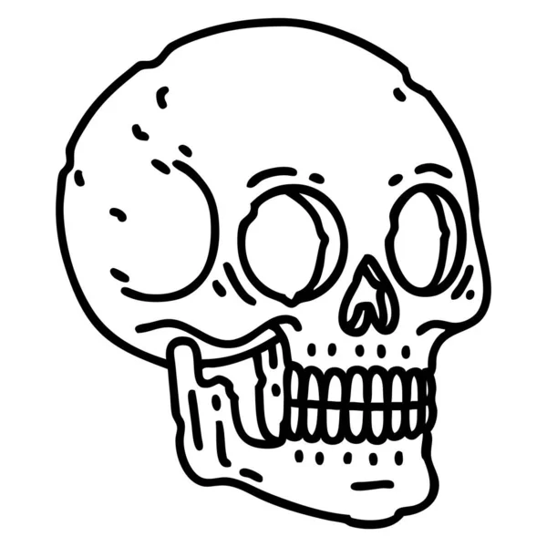 头盖骨的黑线式纹身 — 图库矢量图片