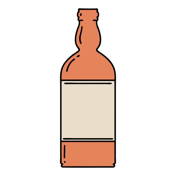 Tatoeage Traditionele Stijl Van Een Fles — Stockvector