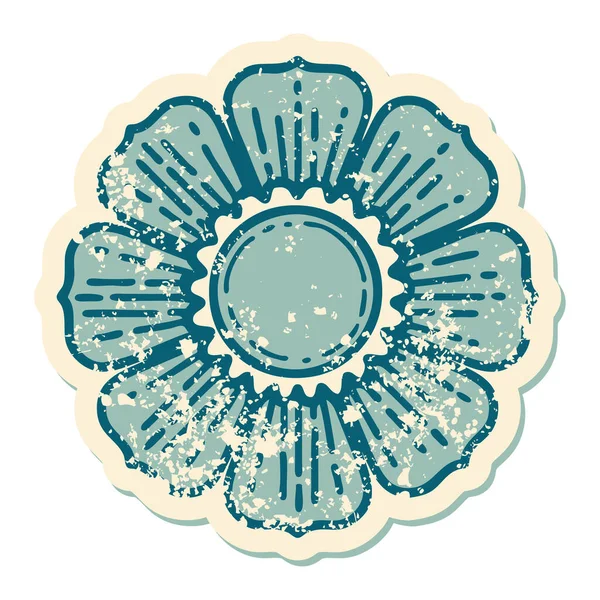 Иконическое Изображение Цветка Стиле Наклейки Бедствие — стоковый вектор