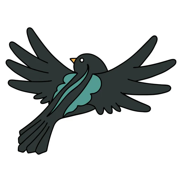 Tätowierung Traditionellen Stil Eines Fliegenden Vogels — Stockvektor