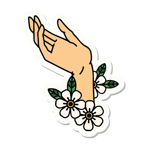 Sticker Van Tatoeage Traditionele Stijl Van Een Hand — Stockvector