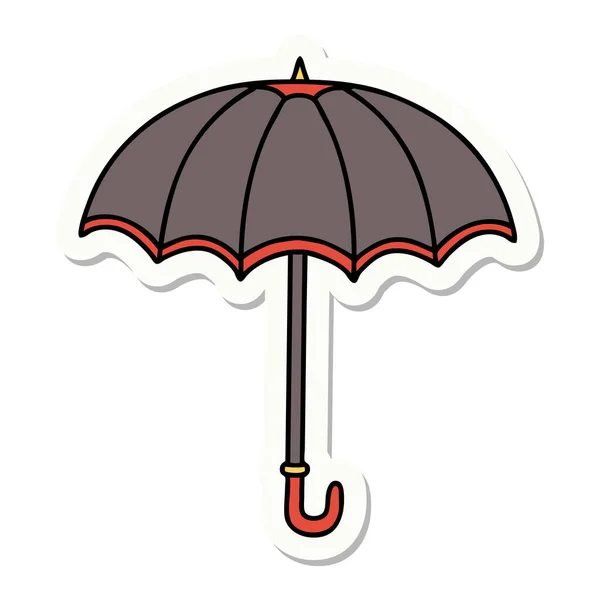 Sticker Tattoo Traditional Style Umbrella — Stock Vector