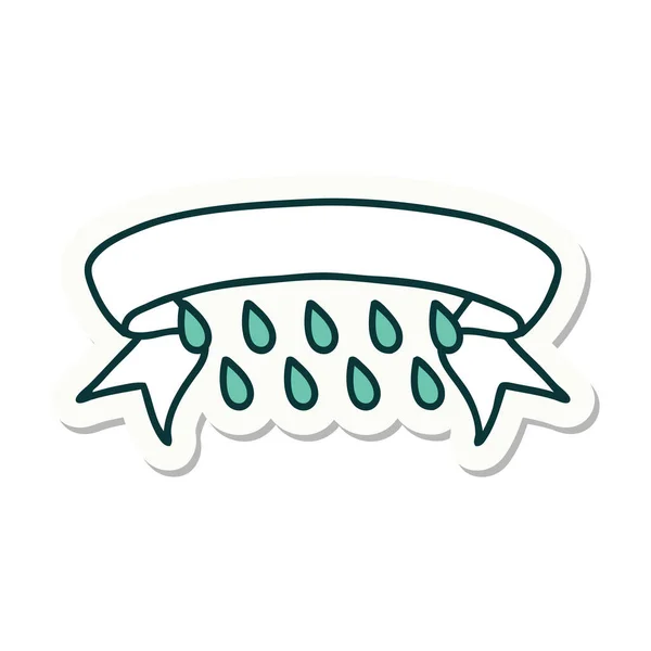 Pegatina Estilo Tatuaje Con Bandera Gotas Lluvia — Vector de stock