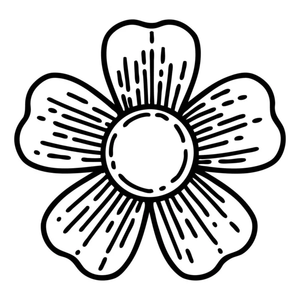 Τατουάζ Μαύρο Στυλ Γραμμή Ενός Λουλουδιού — Διανυσματικό Αρχείο