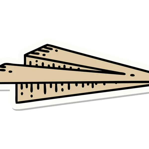 Tätowiersticker Traditionellen Stil Eines Papierflugzeugs — Stockvektor