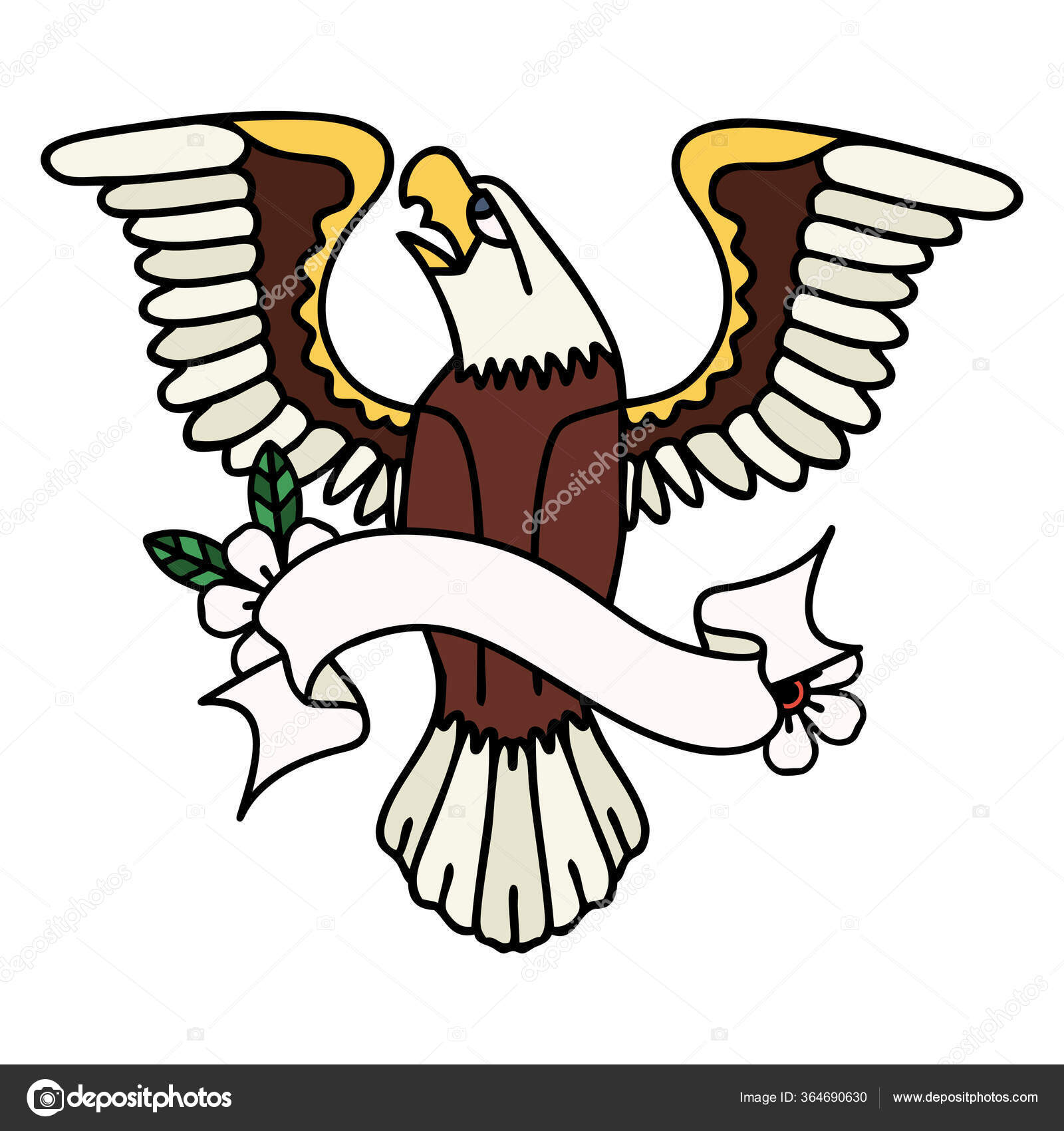 Tatuaje Tradicional Con Bandera Águila Americana Vector de stock #364690630  de ©lineartestpilot, image size:1600x1700