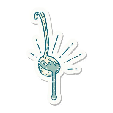 Eski bir dövme stili et sosu etiketi.