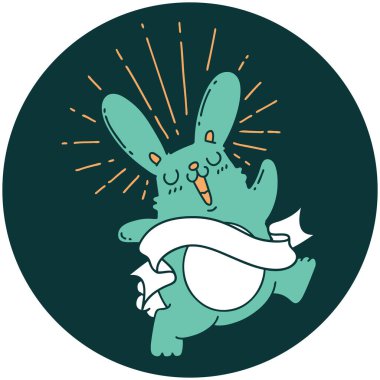 Zıplayan tavşan dövmesi ikonu