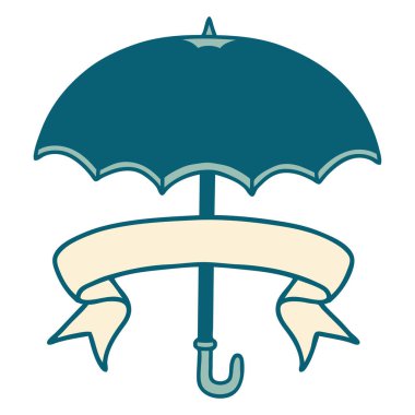 Geleneksel dövmeli ve şemsiyeli