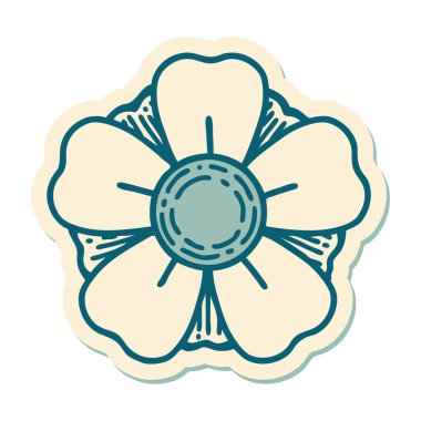 Geleneksel bir çiçek stiliyle dövme çıkartması