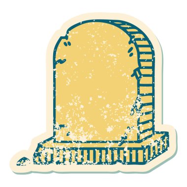 Bir mezar taşının sembolik depresif dövme görüntüsü