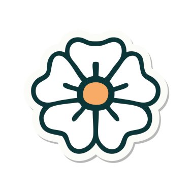 Geleneksel bir çiçek stiliyle dövme çıkartması