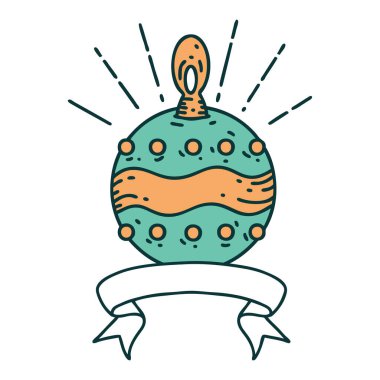 Dövme stili yılbaşı süslü parşömen.