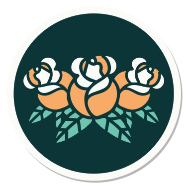 Geleneksel bir çiçek buketi stiliyle dövme çıkartması