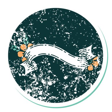 Pankart ve çiçeklerin sembolik dövmeli görüntüsü