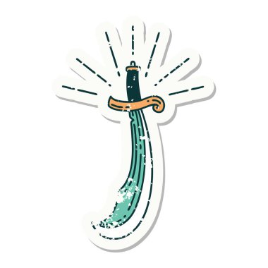 Dövme stili kılıcın eski bir çıkartması.