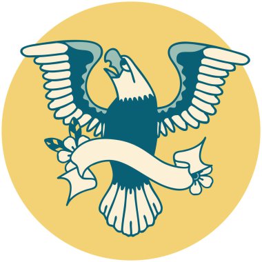 Amerikan kartalı sancağıyla dövme stili simgesi