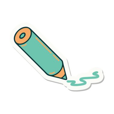 Geleneksel renkli kalem stili dövme etiketi