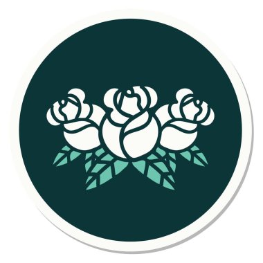 Geleneksel bir çiçek buketi stiliyle dövme çıkartması