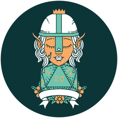 Doğal 20 zarlı elf dövüşçüsü ikonu