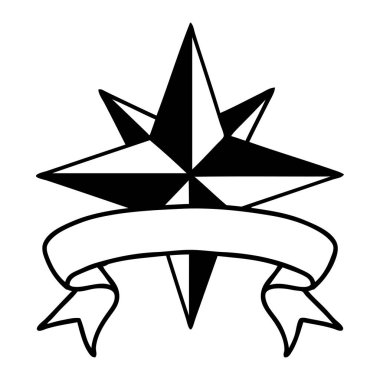 Geleneksel siyah çizgi dövmesi ve bir yıldızın işareti