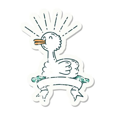 Yüzen ördek dövmesi stili eski bir etiket.